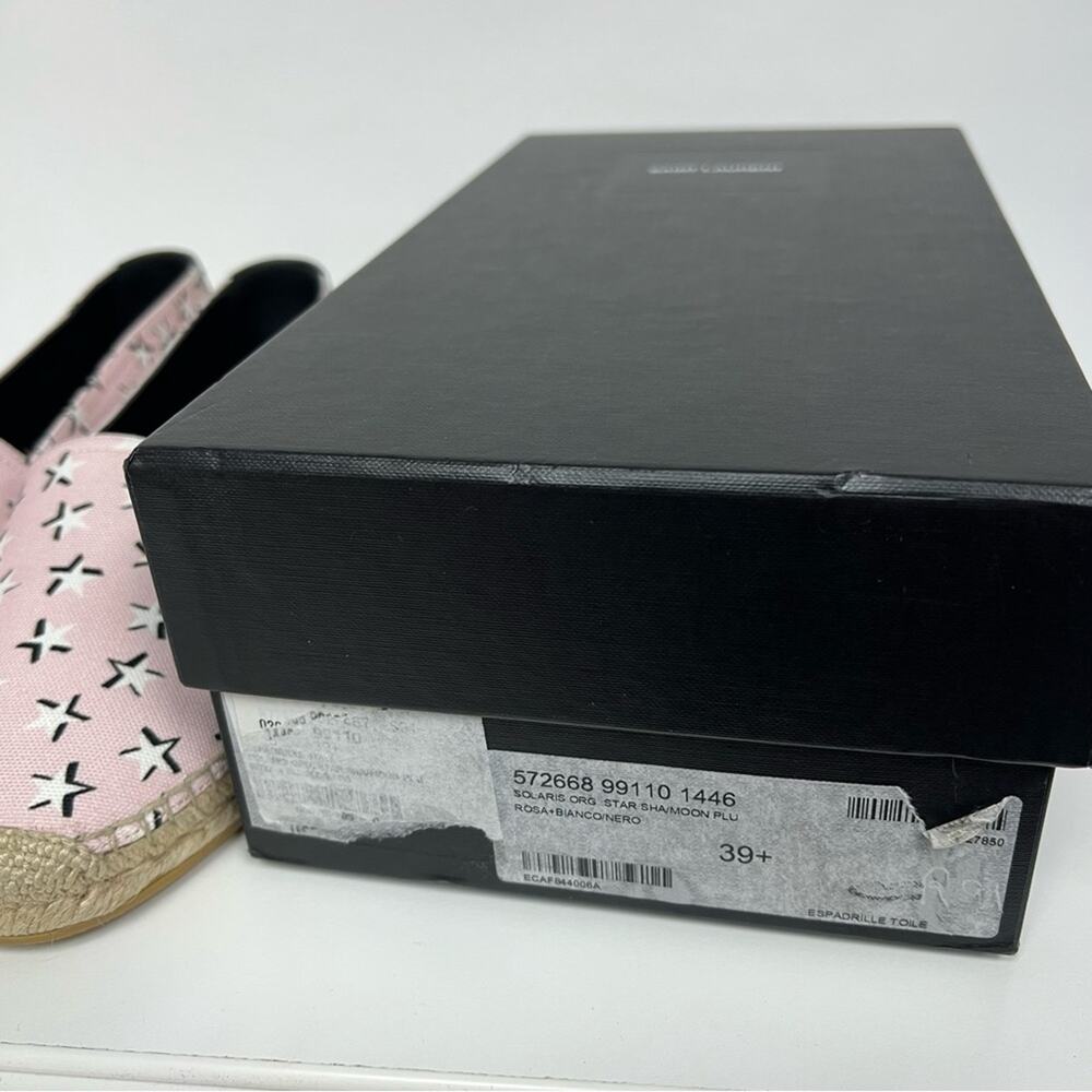 NWT Saint Laurent Espadrilles Solaris Canvas Star Print Pink Black EU 39.5 $750 - Picture 10 of 12